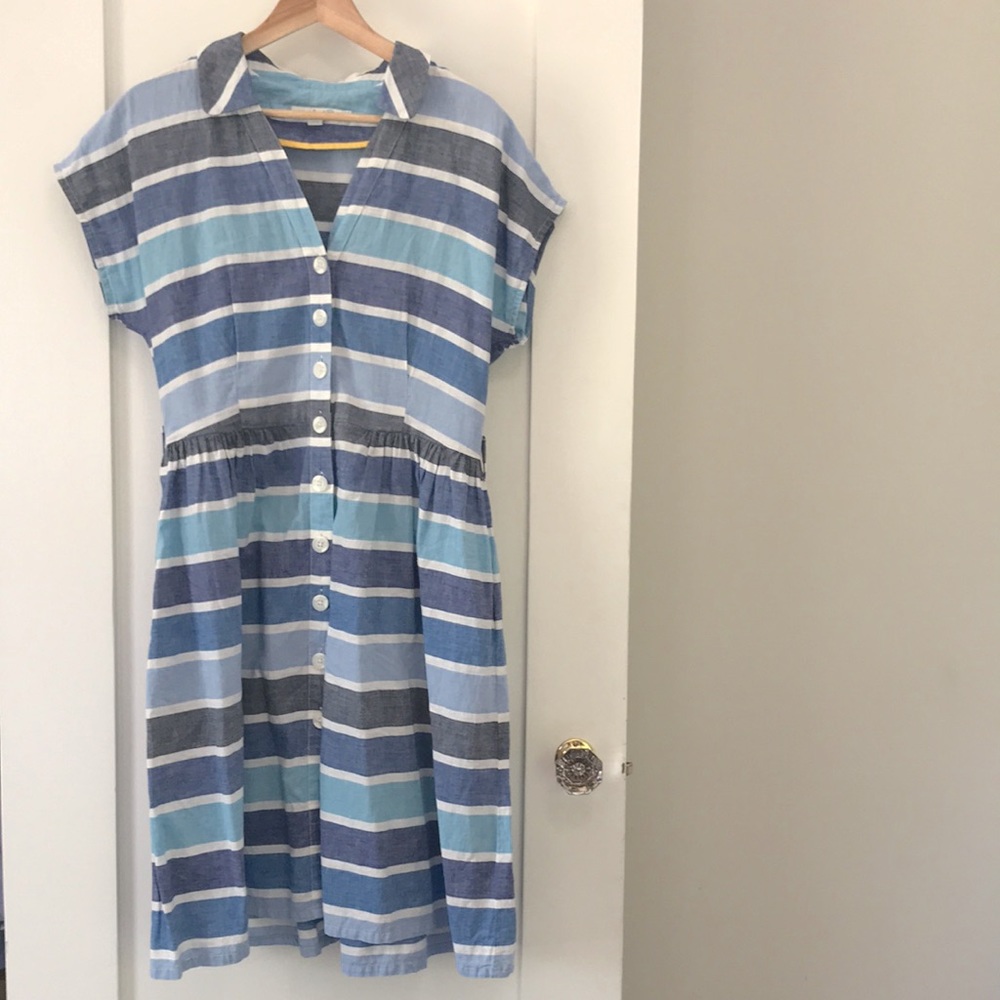Boden Blue Stripe Button-Up Shirt Dress